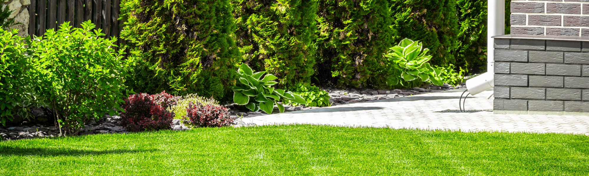 landscaping and walkway around home