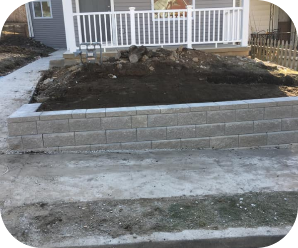 light grey brick retaining wall 